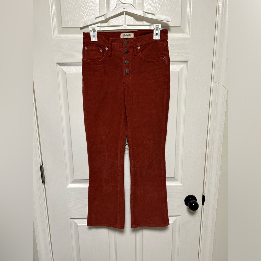 Madewell Womens Red Corduroy Button Fly 5-Pocket Design Bootcut Leg Size 26